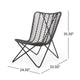 Lymi Outdoor Accent Chair Set of 2, Rattan Woven, Gray Geometric Base