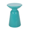 Mio Patio Side End Table Set of 2 Teal Blue Iron Flared Pedestal Base BM324226