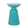 Mio Patio Side End Table Set of 2, Teal Blue Iron Flared Pedestal Base