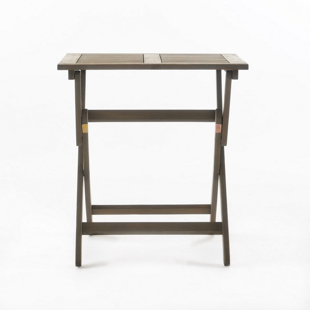 Remi 3pc Outdoor Foldable Dining Table Set, 2 Chairs, Gray Acacia Wood