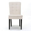 Moi Dining Chair Set of 2, Parsons Tufted Beige Fabric, Black Legs