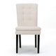 Moi Dining Chair Set of 2 Parsons Tufted Beige Fabric Black Legs BM324238