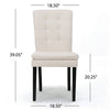 Moi Dining Chair Set of 2, Parsons Tufted Beige Fabric, Black Legs