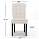 Moi Dining Chair Set of 2, Parsons Tufted Beige Fabric, Black Legs