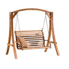 Outdoor Swing Support with Loveseat Chair, Teak Brown Solid Larch Wood