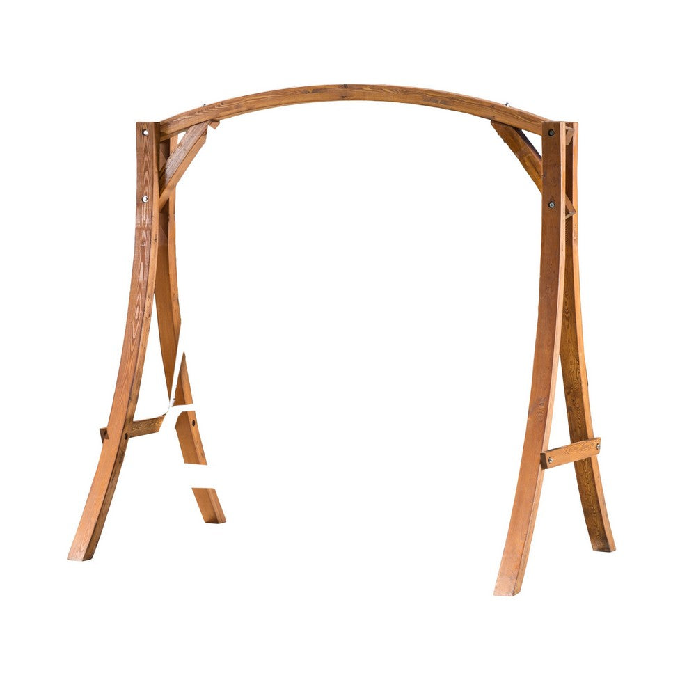 Outdoor Swing Support with Loveseat Chair, Teak Brown Solid Larch Wood