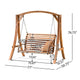 Outdoor Swing Support with Loveseat Chair, Teak Brown Solid Larch Wood
