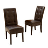 Kea Dining Parsons Chair Set of 2, Curved, Rich Brown Bonded Leather