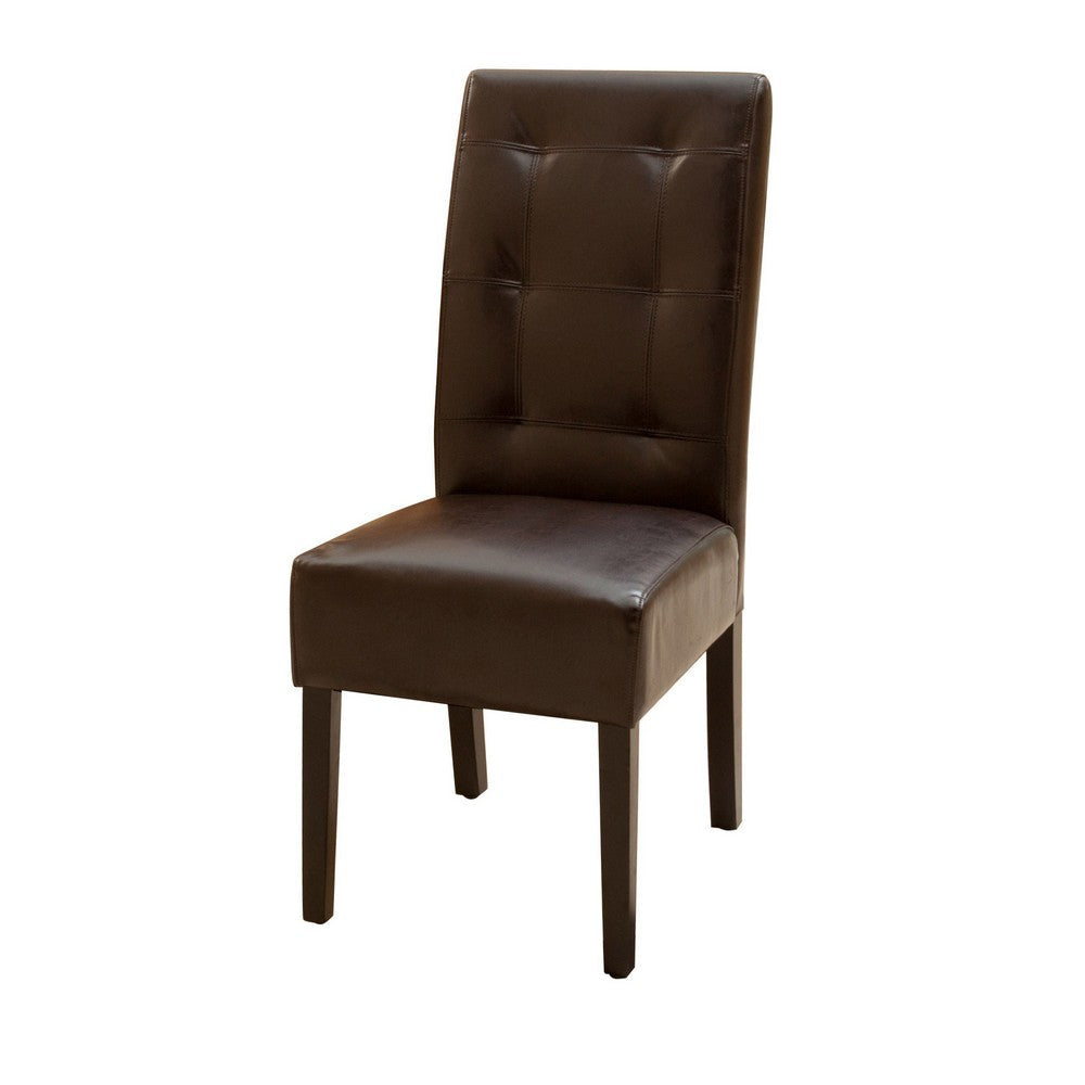 Kea Dining Parsons Chair Set of 2 Curved Rich Brown Bonded Leather BM324250