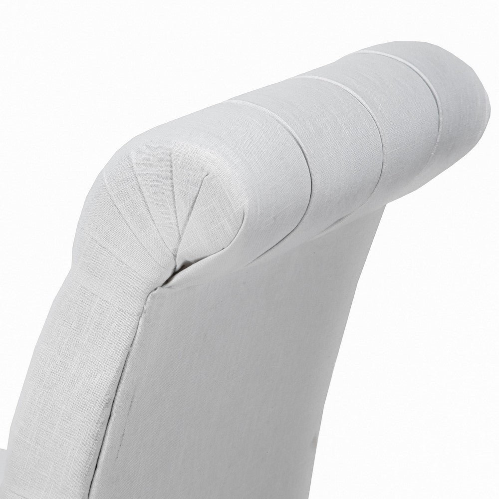 Feni Dining Parsons Chair Set of 2, Tufted Rolled, Off White Linen