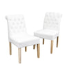 Feni Dining Parsons Chair Set of 2, Tufted Rolled, Off White Linen