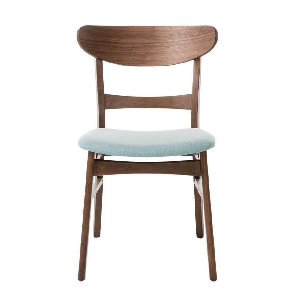 Cole Dining Side Chair Set of 2, Open Curved Back, Mint Green, Brown