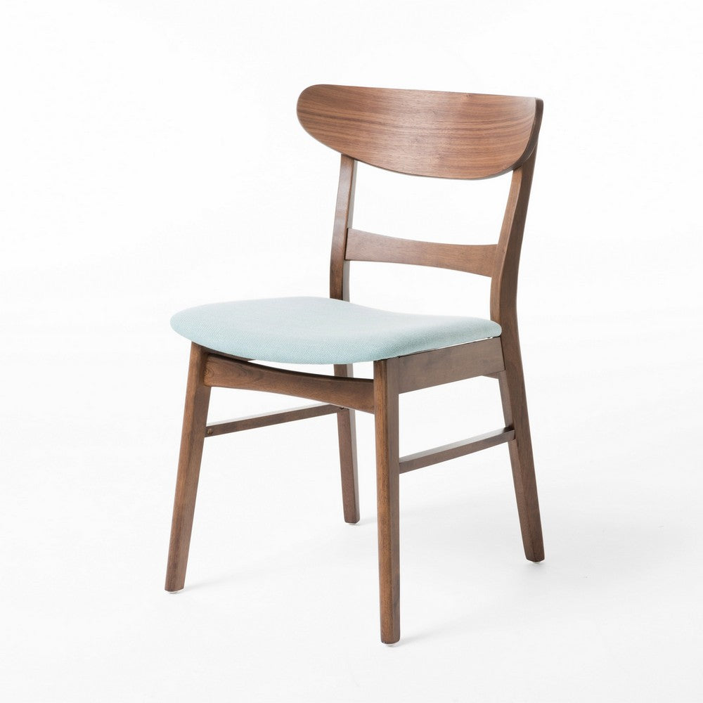 Cole Dining Side Chair Set of 2, Open Curved Back, Mint Green, Brown