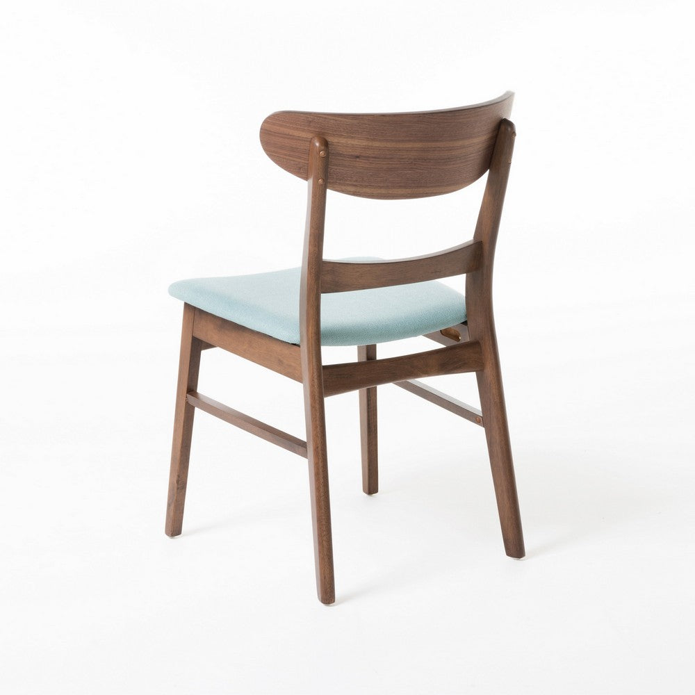 Cole Dining Side Chair Set of 2, Open Curved Back, Mint Green, Brown