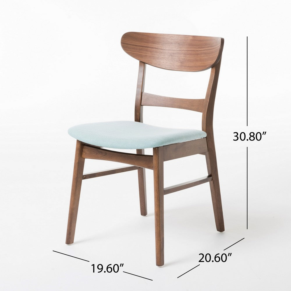 Cole Dining Side Chair Set of 2, Open Curved Back, Mint Green, Brown