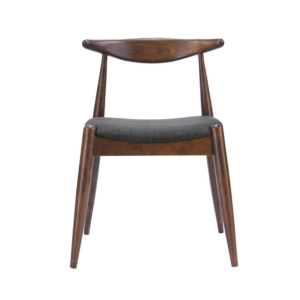 Syma Dining Side Chair Set of 2, Open Curved Back, Brown, Gray Seat