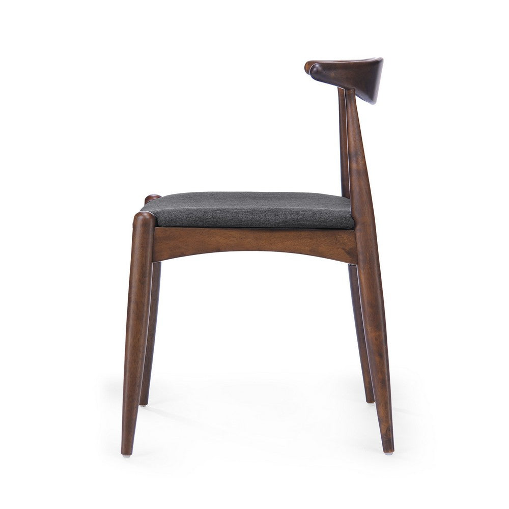 Syma Dining Side Chair Set of 2, Open Curved Back, Brown, Gray Seat