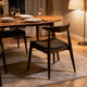 Syma Dining Side Chair Set of 2, Open Curved Back, Brown, Gray Seat