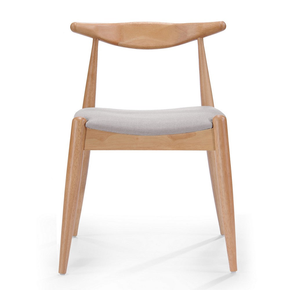 Syma Dining Side Chair Set of 2, Open Curved Back, Brown, Beige Seat