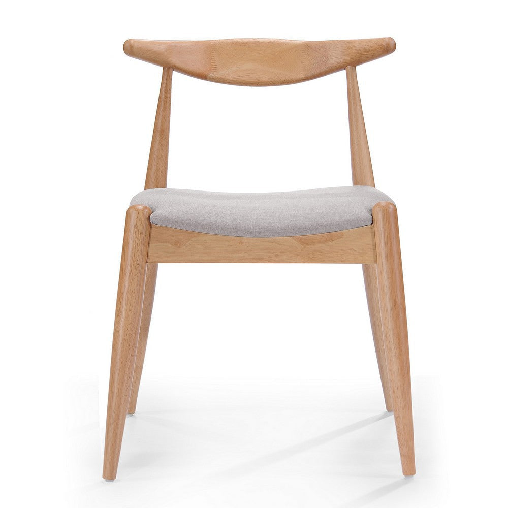 Syma Dining Side Chair Set of 2 Open Curved Back Brown Beige Seat
