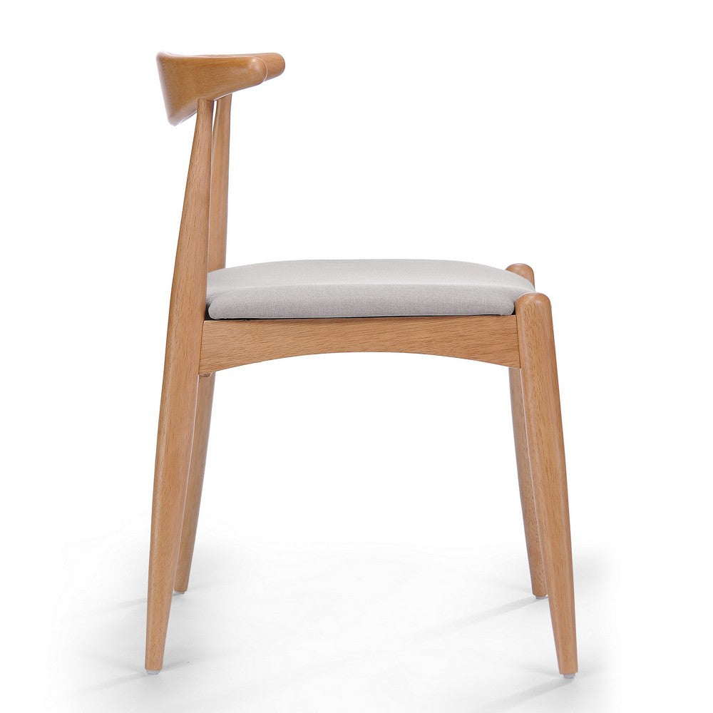 Syma Dining Side Chair Set of 2, Open Curved Back, Brown, Beige Seat