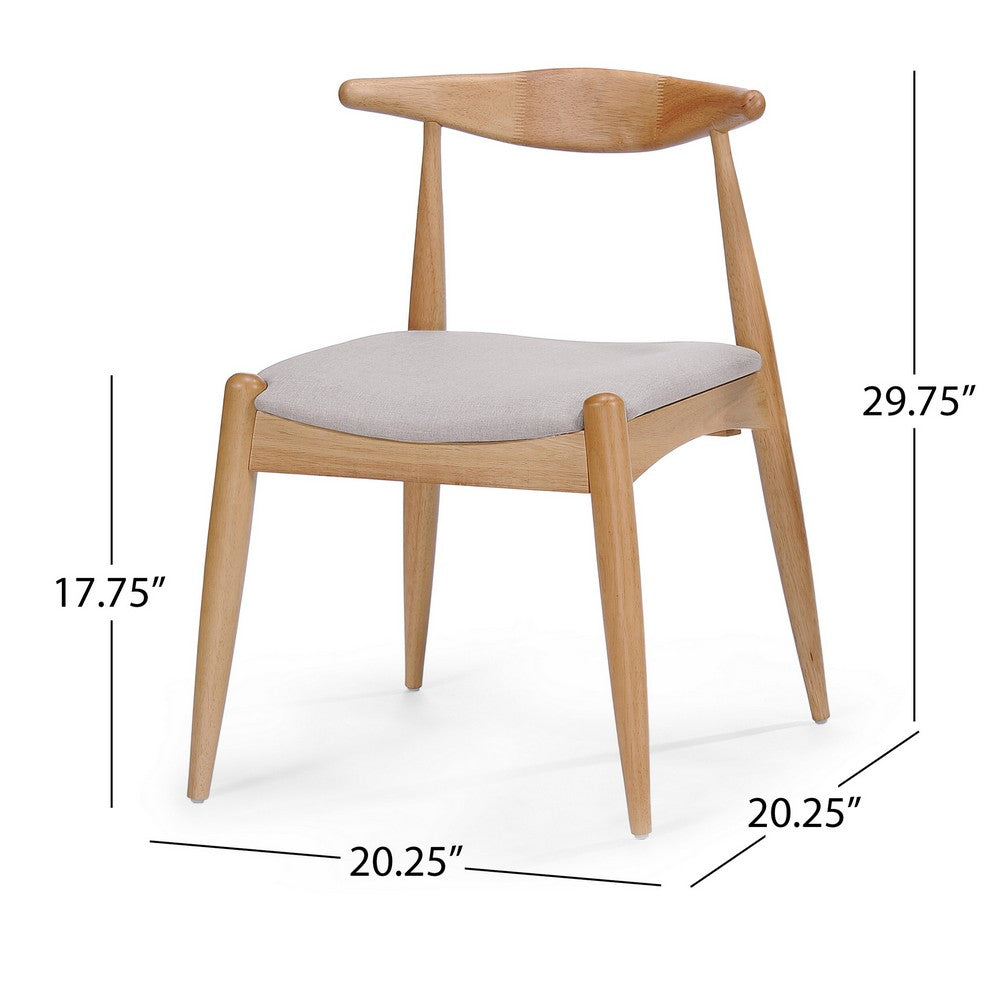 Syma Dining Side Chair Set of 2, Open Curved Back, Brown, Beige Seat