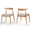 Syma Dining Side Chair Set of 2, Open Curved Back, Brown, Beige Seat