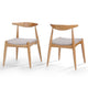 Syma Dining Side Chair Set of 2, Open Curved Back, Brown, Beige Seat