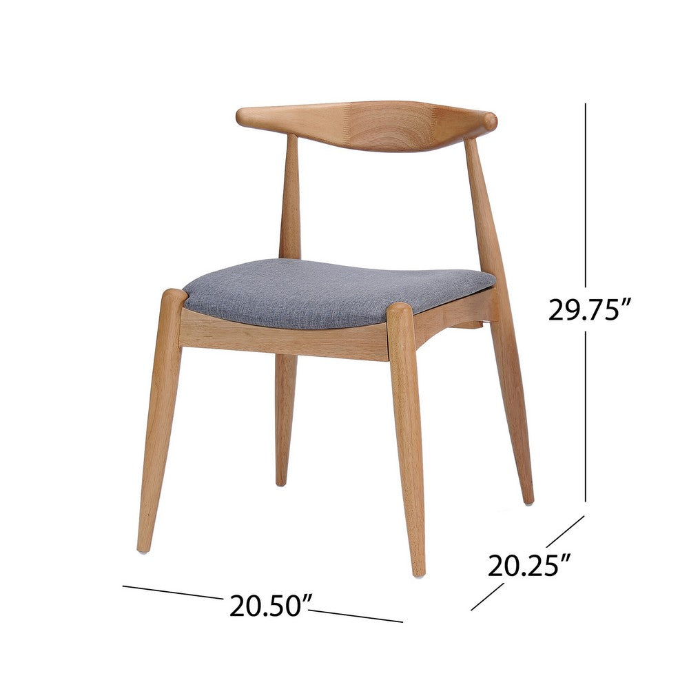 Syma Dining Side Chair Set of 2, Open Curved Back, Light Gray Seat