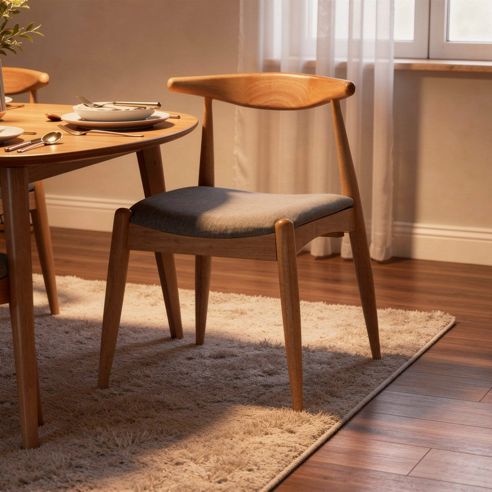 Syma Dining Side Chair Set of 2, Open Curved Back, Light Gray Seat
