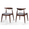 Syma Dining Side Chair Set of 2, Open Curved Back, Dark Brown Wood