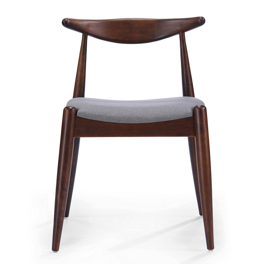 Syma Dining Side Chair Set of 2, Open Curved Back, Dark Brown Wood