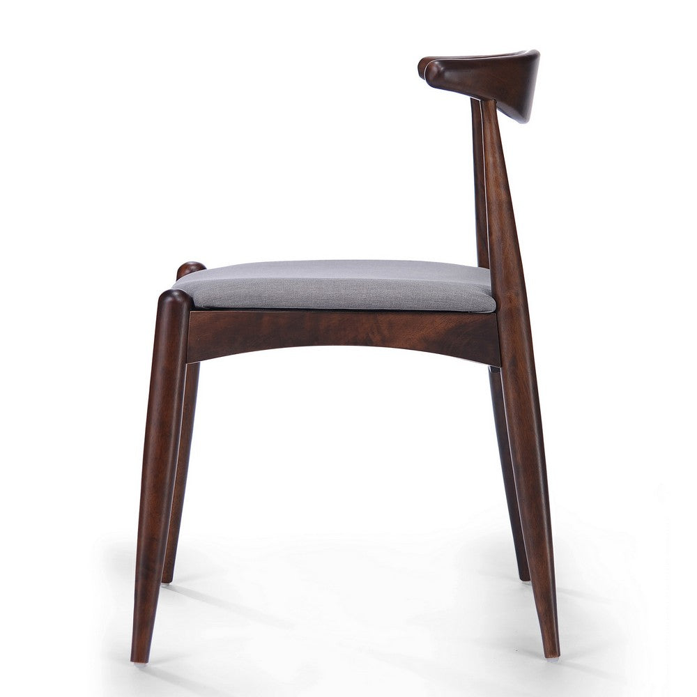 Syma Dining Side Chair Set of 2, Open Curved Back, Dark Brown Wood