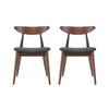 Hosa Dining Side Chair Set of 2, Open Curved Back, Dark Gray and Brown