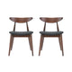 Hosa Dining Side Chair Set of 2, Open Curved Back, Dark Gray and Brown
