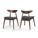 Hosa Dining Side Chair Set of 2, Open Curved Back, Dark Gray and Brown