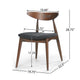 Hosa Dining Side Chair Set of 2, Open Curved Back, Dark Gray and Brown
