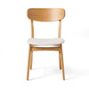 Mexy Dining Side Chair Set of 2, Open Curved, Light Beige, Brown Wood