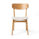 Mexy Dining Side Chair Set of 2, Open Curved, Light Beige, Brown Wood