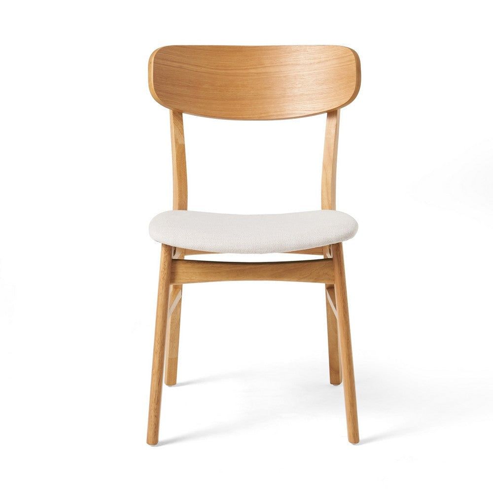 Mexy Dining Side Chair Set of 2 Open Curved Light Beige Brown Wood BM324261