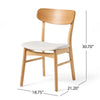 Mexy Dining Side Chair Set of 2, Open Curved, Light Beige, Brown Wood
