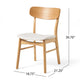 Mexy Dining Side Chair Set of 2, Open Curved, Light Beige, Brown Wood