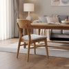Mexy Dining Side Chair Set of 2, Open Curved, Light Beige, Brown Wood