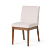 Jimi Dining Side Chair Set of 2, Light Beige Fabric, Brown Wood Legs