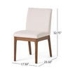 Jimi Dining Side Chair Set of 2, Light Beige Fabric, Brown Wood Legs