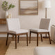 Jimi Dining Side Chair Set of 2, Light Beige Fabric, Brown Wood Legs