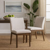 Jimi Dining Side Chair Set of 2, Light Beige Fabric, Brown Wood Legs