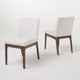 Jimi Dining Side Chair Set of 2, Light Beige Fabric, Brown Wood Legs