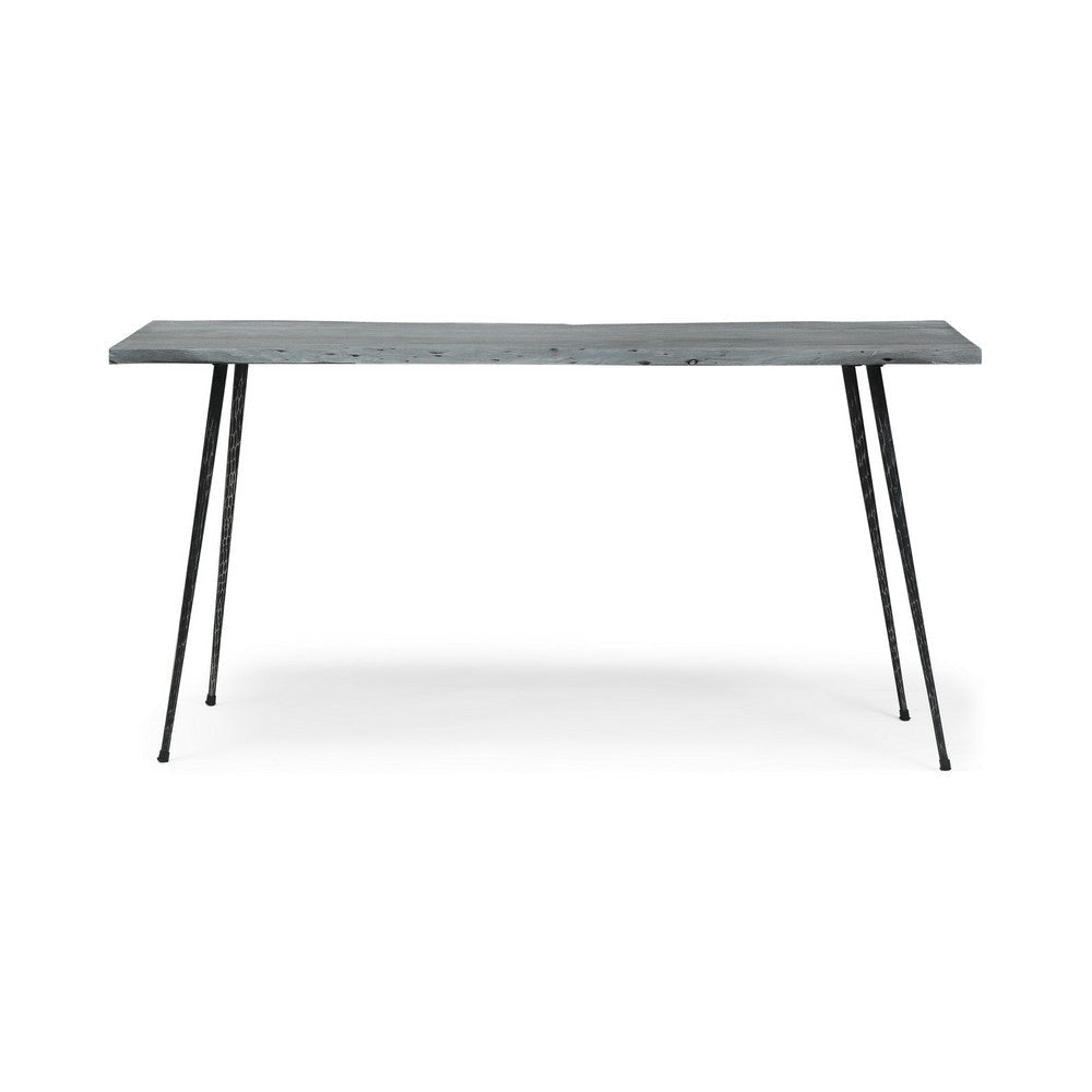 Semy Sofa Console Table 60 Inch Gray Live Edge Finish Hairpin Legs BM324273