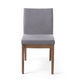 Jimi Dining Side Chair Set of 2, Dark Gray Linen Fabric, Brown Legs